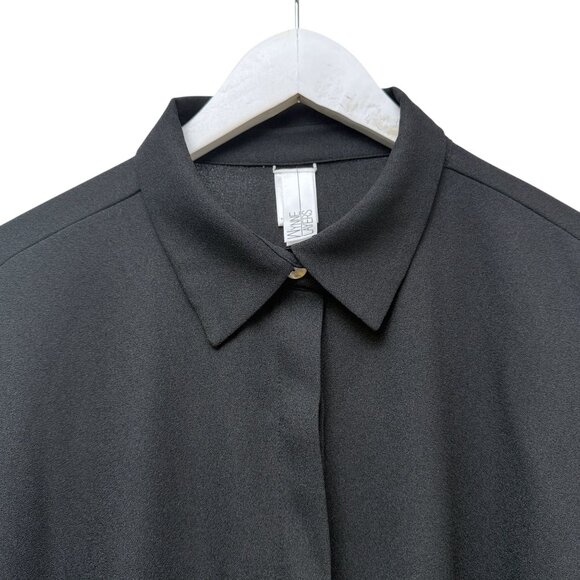 Marla Wynne Black Cape Blouse XL Button Front Lagenlook Poncho Halloween Witch - Picture 2 of 10